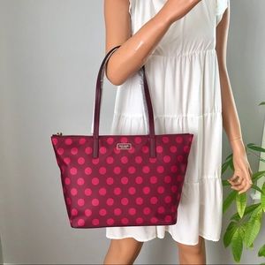 New KateSpade Hayden dot nylon tote shoulder bag berry